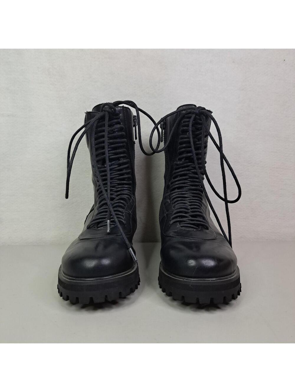 Dolls Kill Current Mood US 7M Black Chunky Combat Platform Mid Boots Lace Zip
